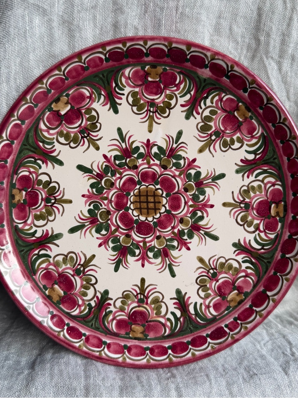 Hand-Painted Floral Ceramic German  Decorative Plate
